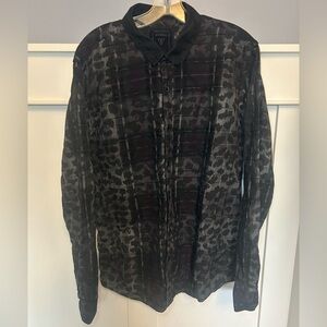 Vintage Guess leapord and flannel print longsleeve button up